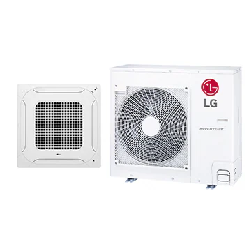Images of indoor and outdoor AC units.