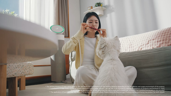 SHIN YE EUN resting in the living room with LG products