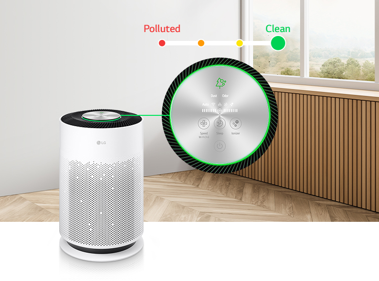 Check your air quality at a glance with a color-coded indicator based on PM 1.0 sensor detecting system.
