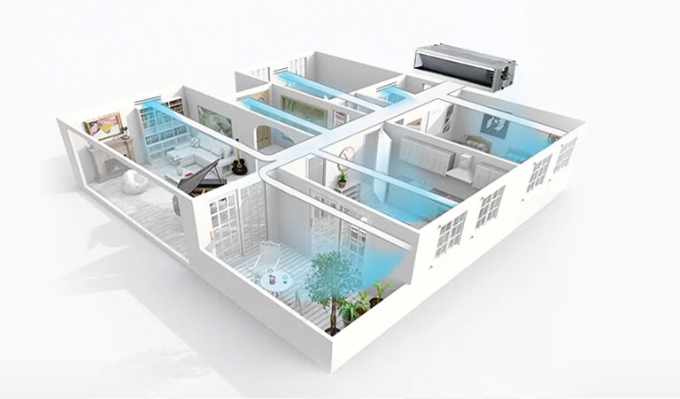  An image of multiple rooms as through birds' eye view.