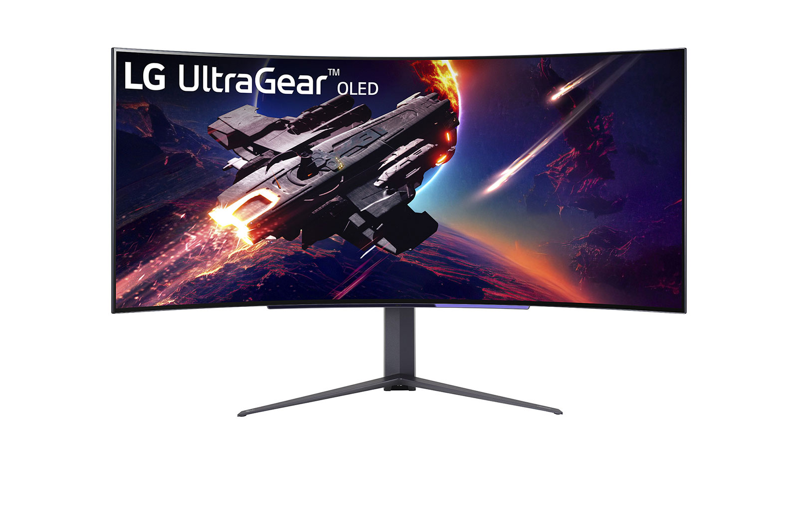 Front view of LG WQHD UltraGear™ 45" Curved OLED Display Gaming Monitor with 240Hz Refresh Rate and 0.03ms Response Time 45GR95QE-B