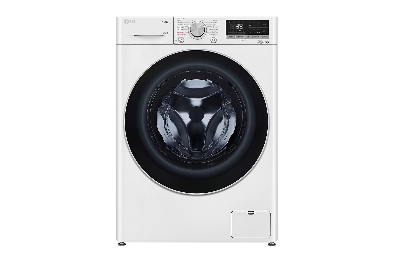 Front view of 10/6kg, AI Direct Drive Front Load Washer Dryer FV1410H3W