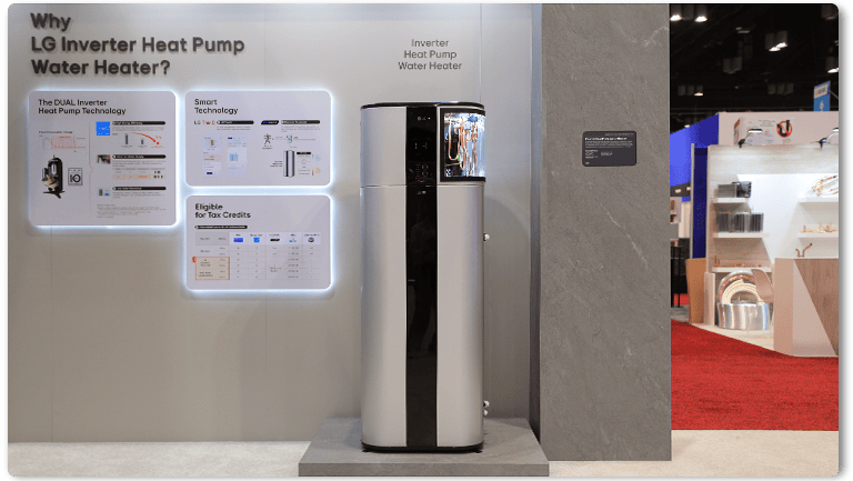 LG's booth at AHR 2025 featuring advanced HVAC systems and innovative home electrification technology.