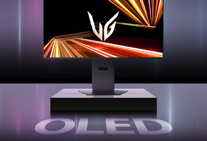 "Front image of the UltraGear™ OLED 32GX850A gaming monitor.	"	