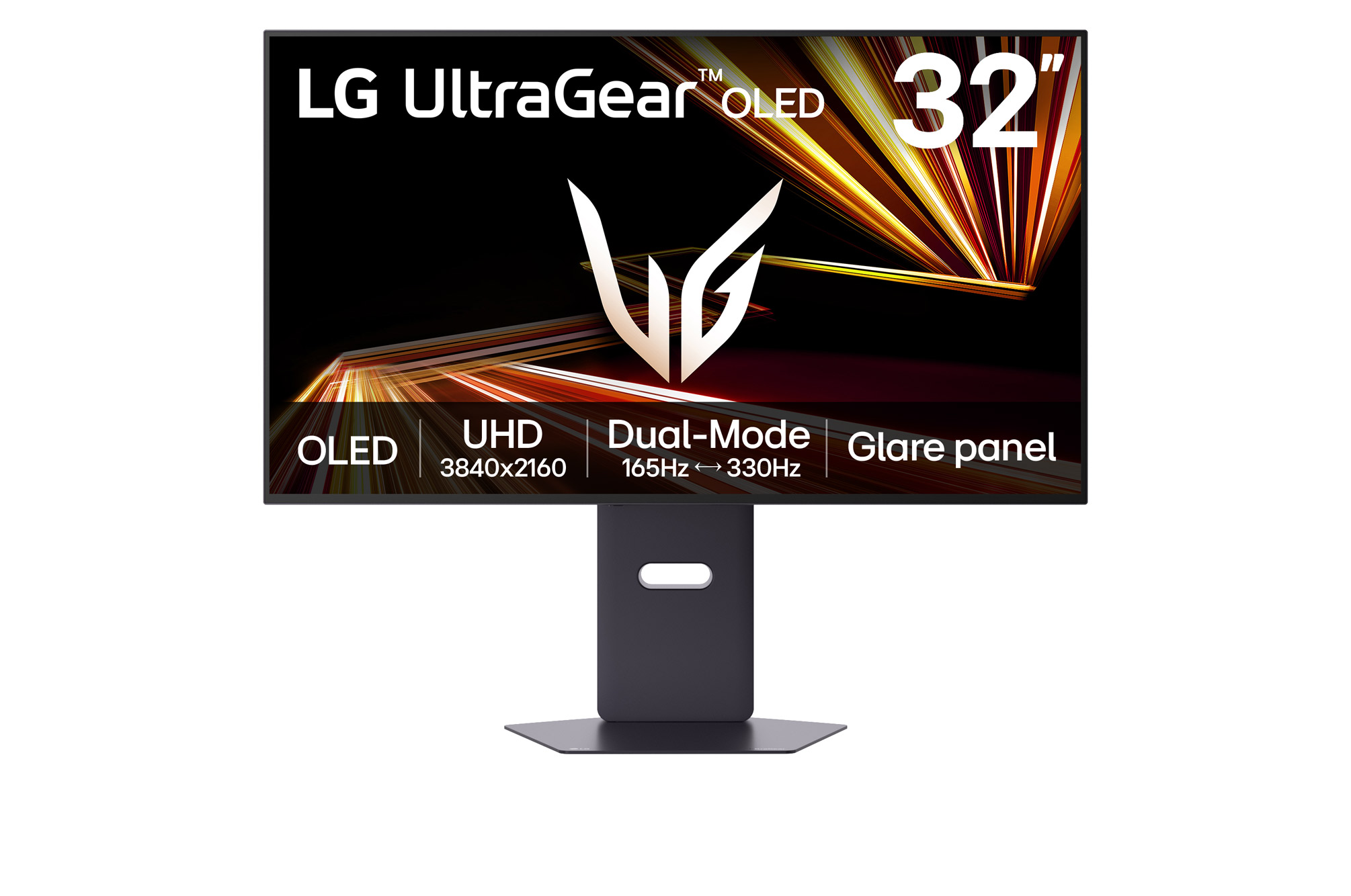 Front view of LG UltraGear™ GX8 32-inch OLED 4K UHD Gaming Monitor | 32GX850A with Dual-Mode, 0.03ms (GtG), DisplayHDR™ True Black 400 32GX850A-B