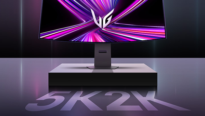 Front image of the UltraGear™ OLED 45GX950A gaming monitor.	