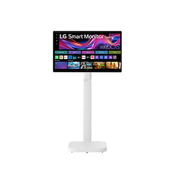 Front view of LG 31.5-inch 4K UHD IPS Smart Monitor Swing with Touchscreen, Rolling Stand 32U889SA-W