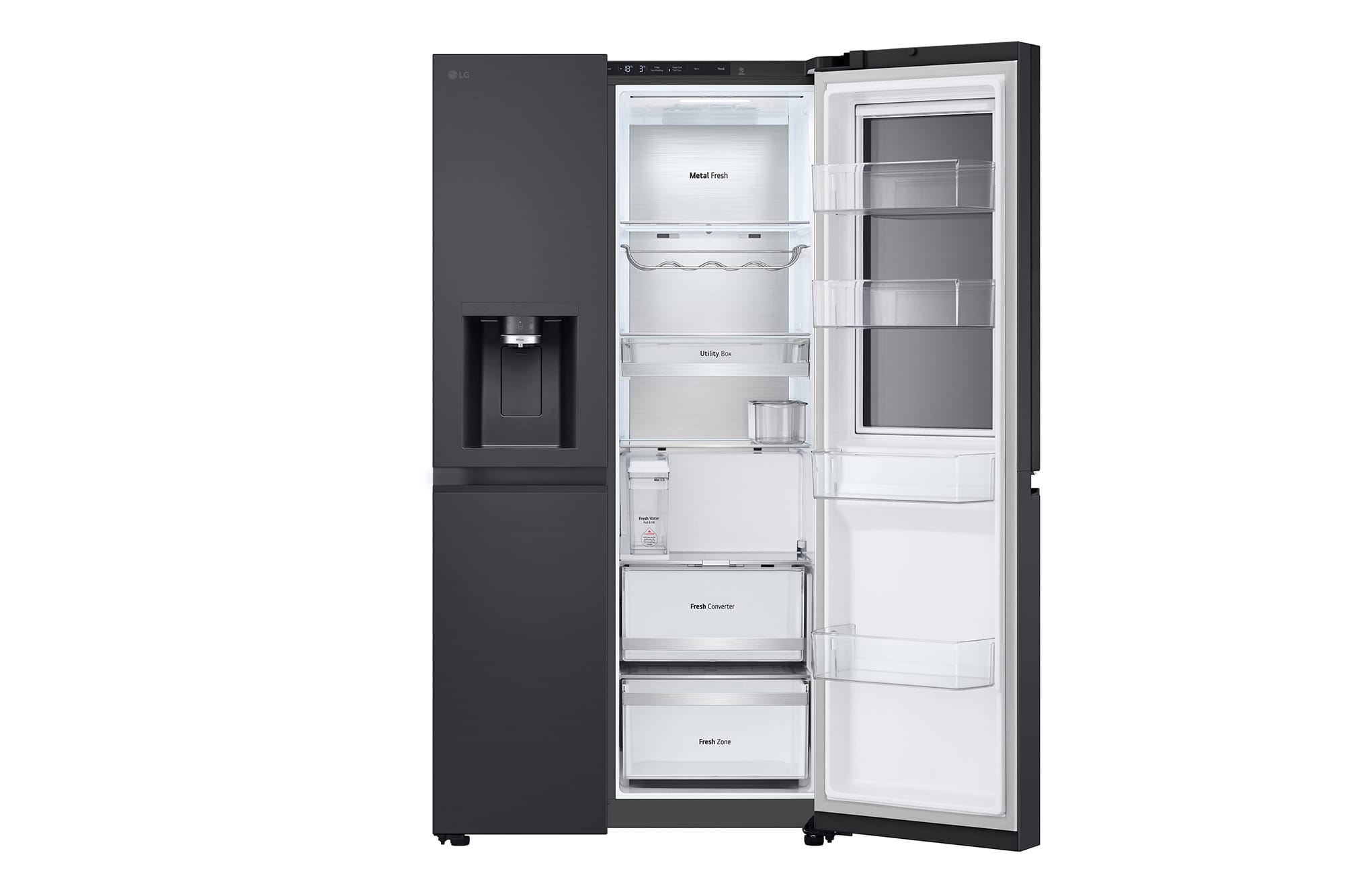 LG 628L InstaView® Door-in-Door® Side by Side Fridge in Essence Black Steel, GS-X6104EV