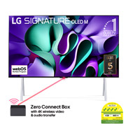 Front view of True Wireless TV 97 inch LG SIGNATURE OLED M4 with 4K 120Hz Video & Audio Transfer  OLED97M4PSA