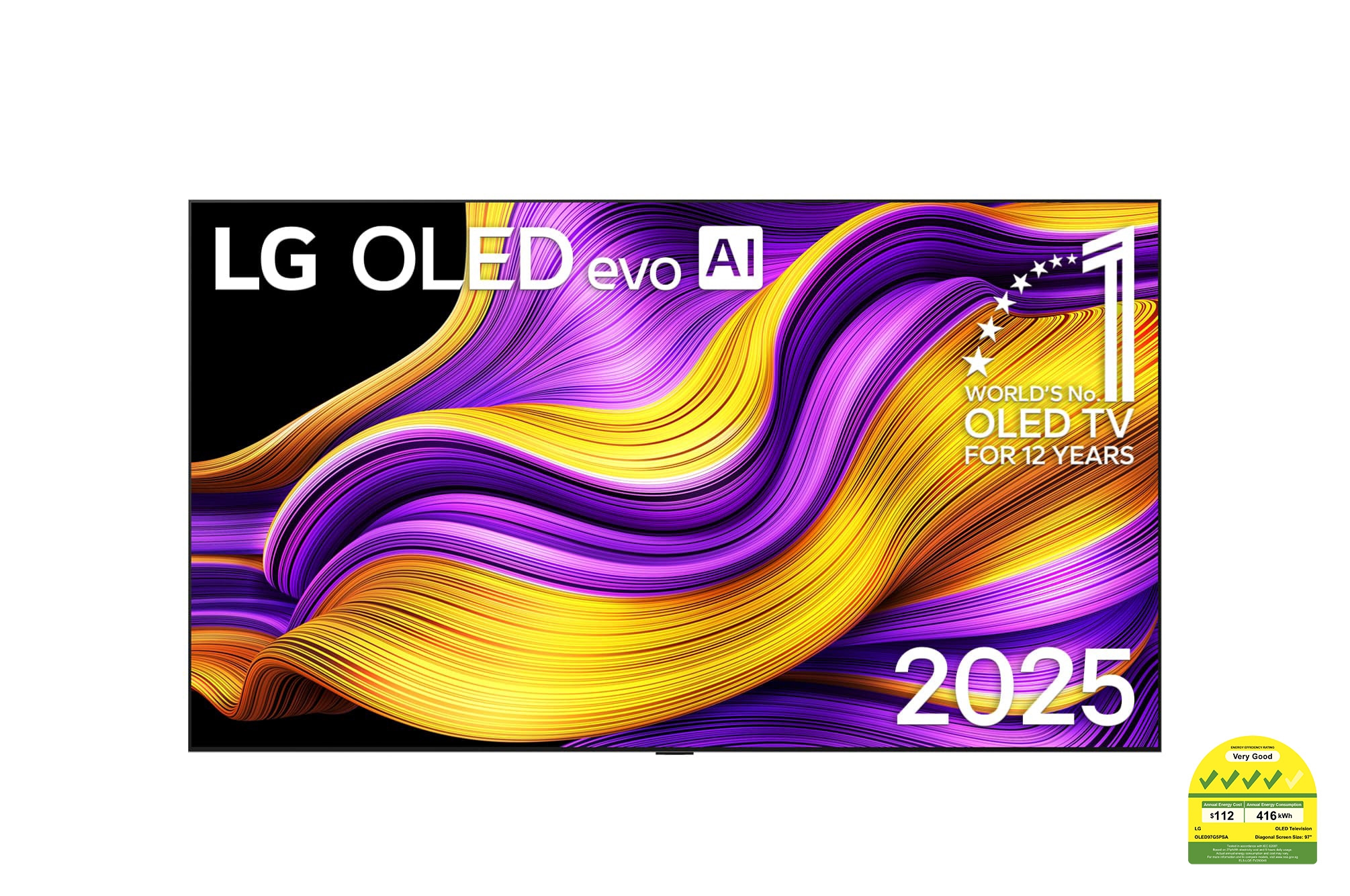 Front view of 97 Inch LG OLED evo AI G5 4K Smart TV 2025 OLED97G5PSA
