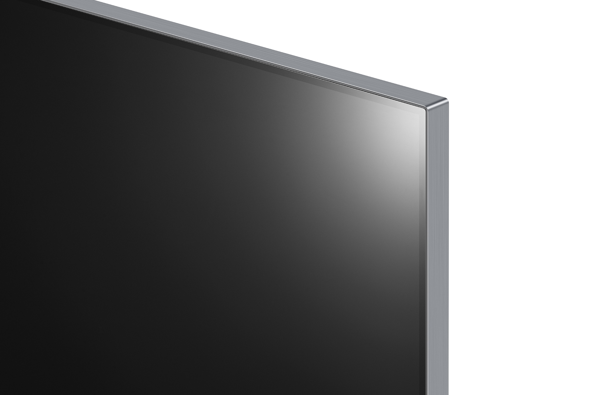 Close-up image of LG OLED evo TV, OLED M4 showing the ultra-slim top edge