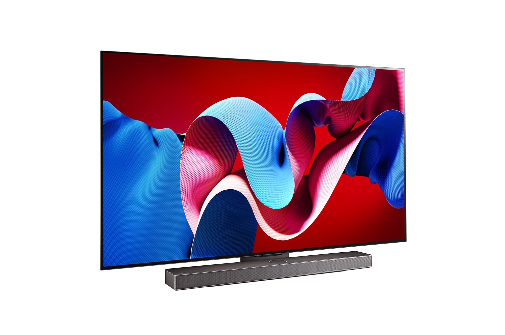 Slightly-angled left-facing side view with the Soundbar below