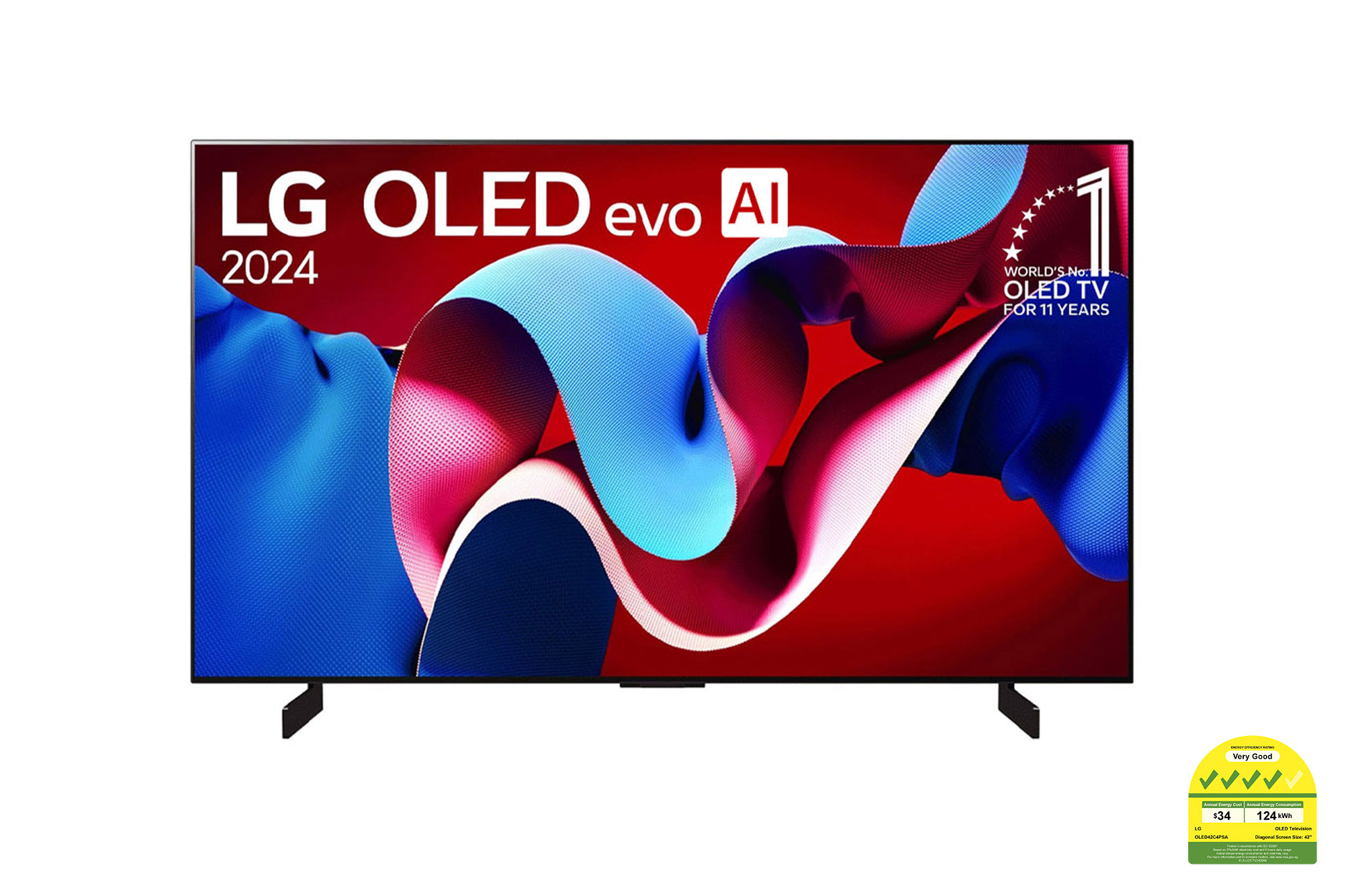 Front view of LG OLED evo AI C4 42 inch 4K Smart TV 2024 OLED42C4PSA
