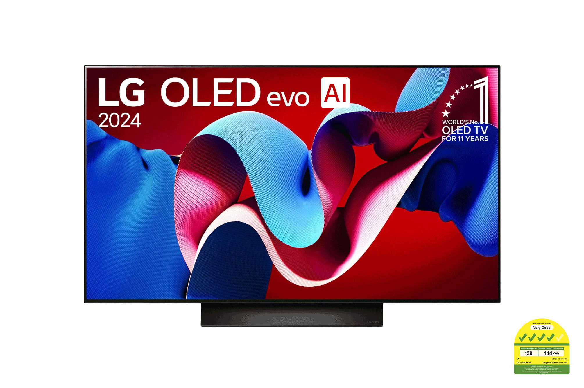 Front view of LG OLED evo AI C4 48 inch 4K Smart TV 2024 OLED48C4PSA