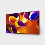 Slightly-angled left-facing side view of LG OLED G4 on the wall with the Soundbar below