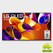 Front view of LG OLED evo AI G4 83 inch TV 4K Smart TV 2024 | Gallery Edition | Wall mounted TV | TV wall design | Ultra HD 4K resolution | AI ThinQ® OLED83G4PSA