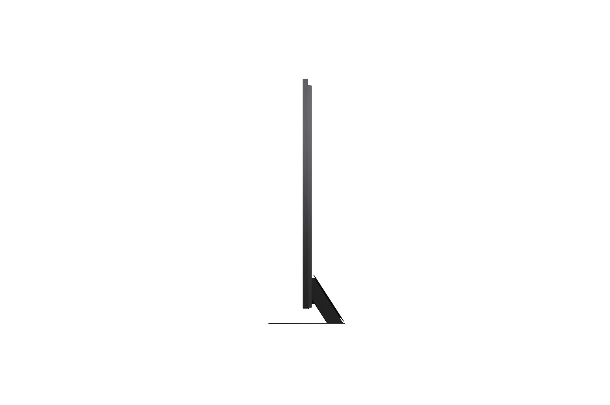 Slightly-angled right-facing side view of LG QNED evo TV