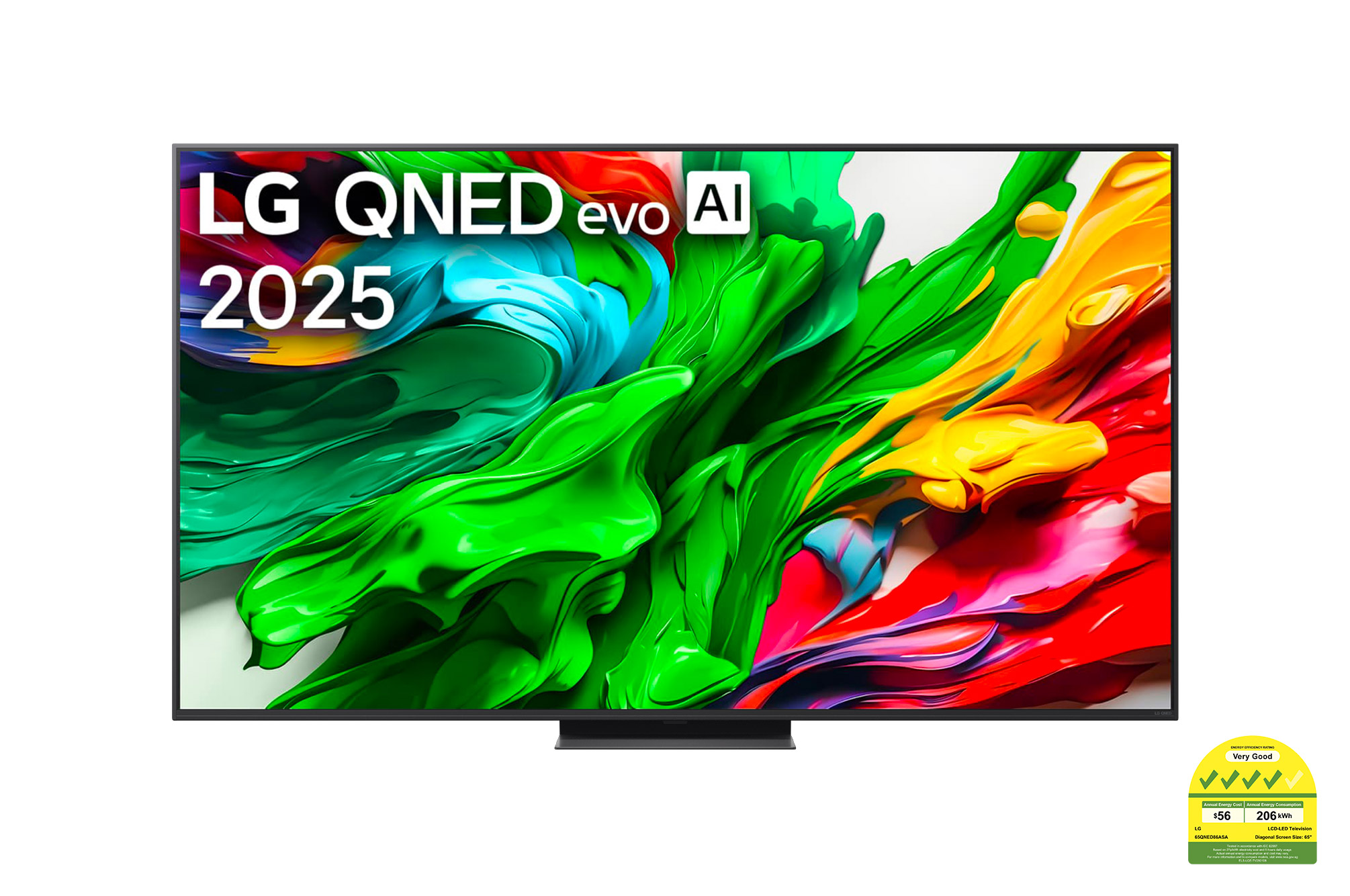 Front view of 65 Inch LG QNED evo AI QNED86 MiniLED 4K Smart TV 2025 65QNED86ASA