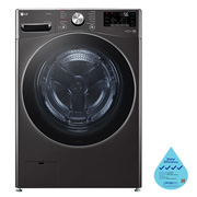 Front view of LG 21/12kg, AI Direct Drive Front Load Washer Dryer in Black Steel F2721HVRB