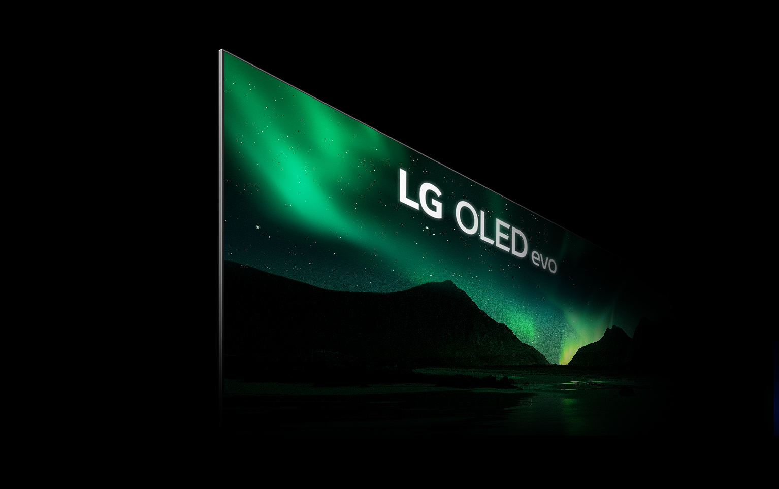 The left edge of the television appears showing a scene of the Northern Lights