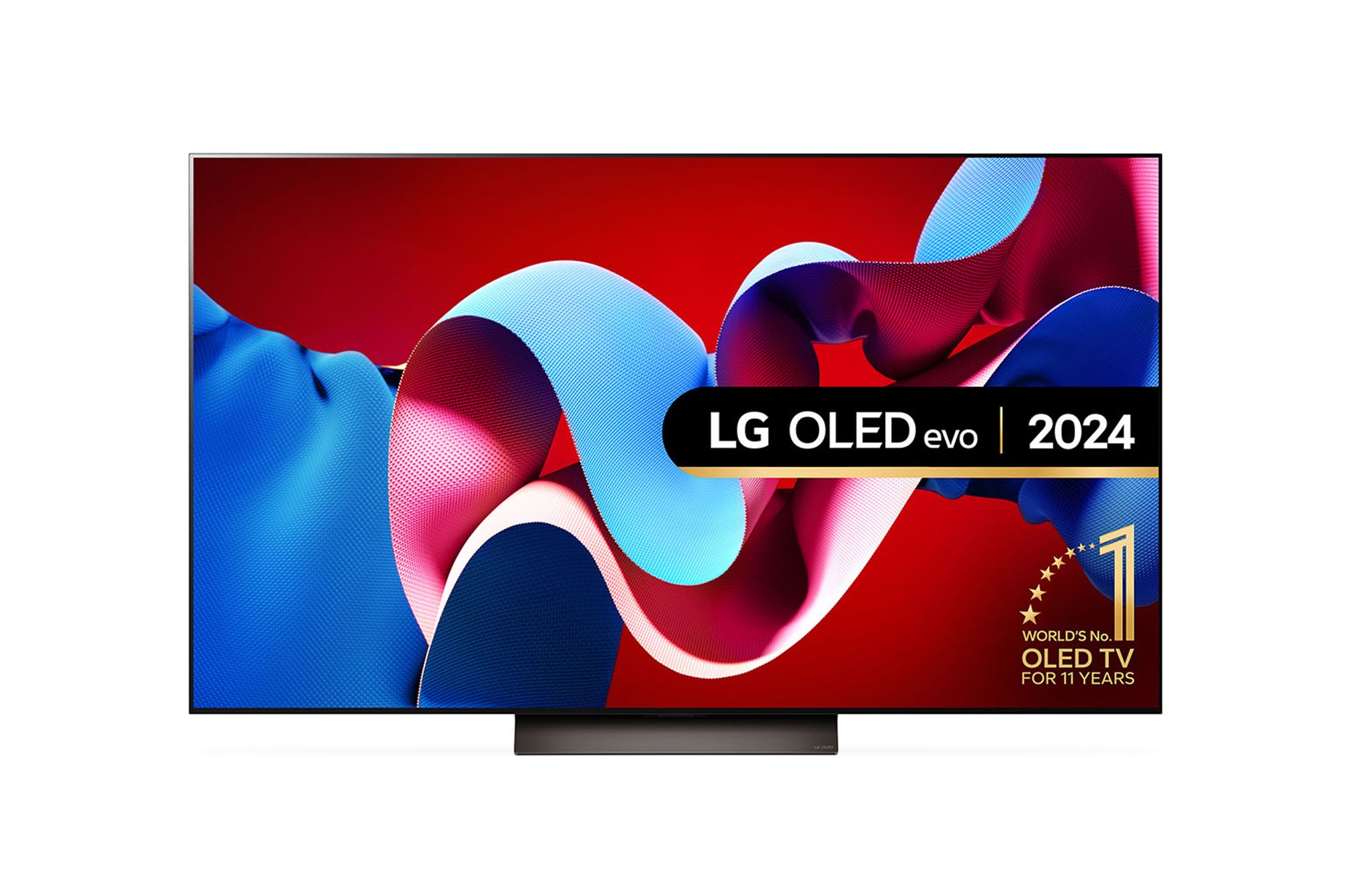 Front view of 77 inch LG OLED evo AI C4 4K Smart TV OLED77C45LA