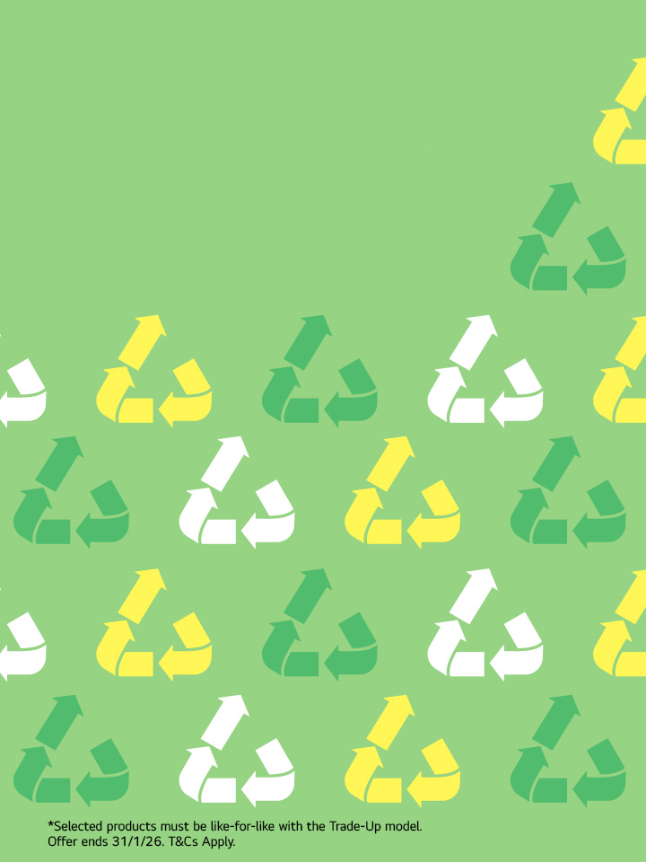 Green background with different colour recycle symbols covering most of image