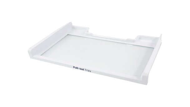 LG refrigerator pull-out tray designed for easy access and flexible food storage organization