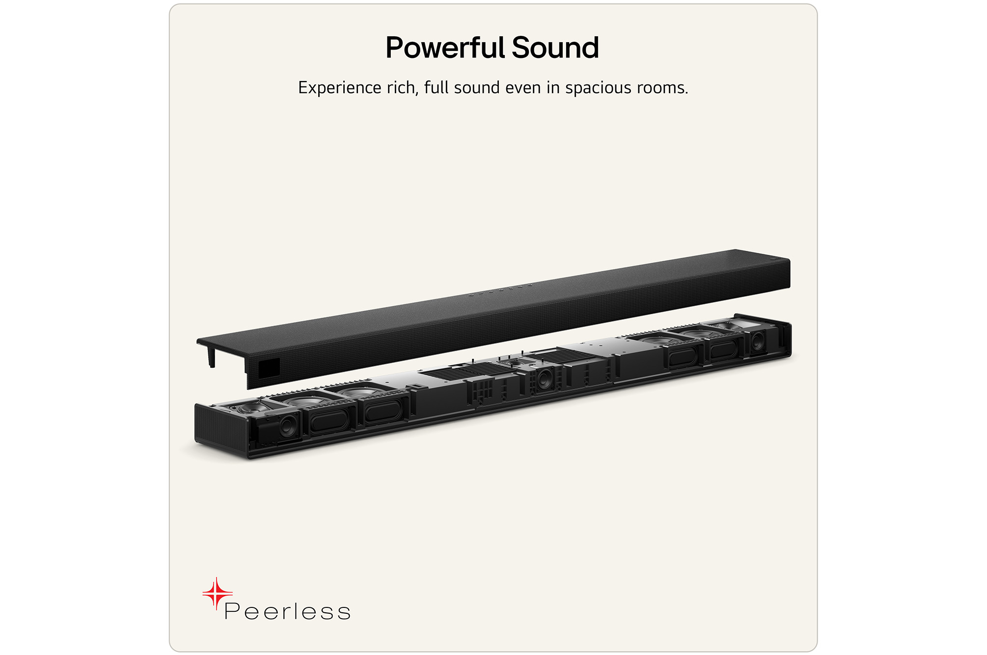 Feature card Powerful sound - which shows the some of the inside of the H7 displaying powerful hardware 