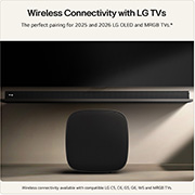 Feature card showing the sound suite W7 next to the LG TV OLED G5 or C5 help to visualise the wire-free setup