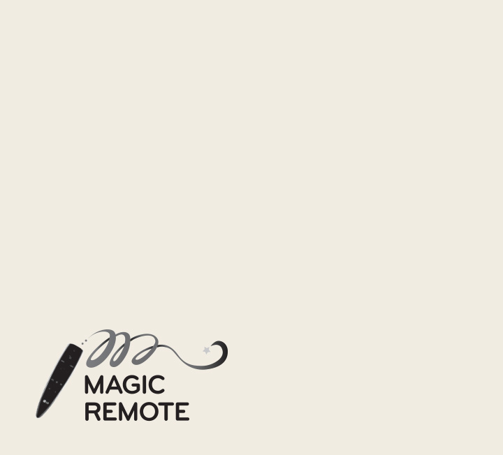 A logo featuring a scribbling pen and the words Magic Remote.	