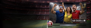 lg oled tv with a screenfill depicting people celebrating football world cup 2026  