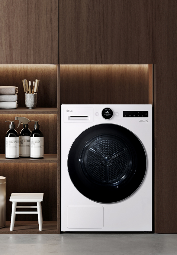 LG dryer in the living room.	