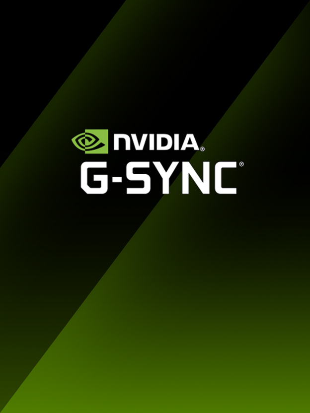 LG gaming monitor image with the NVIDIA G-SYNC logo on a black background illustrates synchronized gameplay.