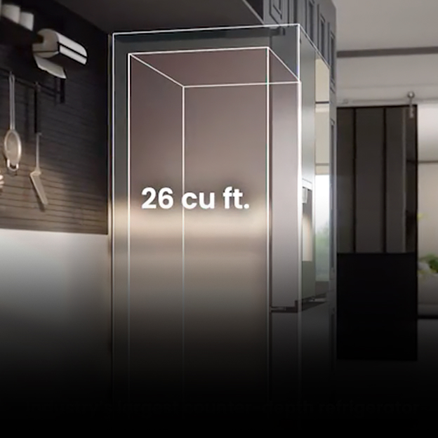 LG refrigerator comparison showing Counter-Depth MAX and standard-depth outlines illustrates a flush fit with full-size interior capacity.