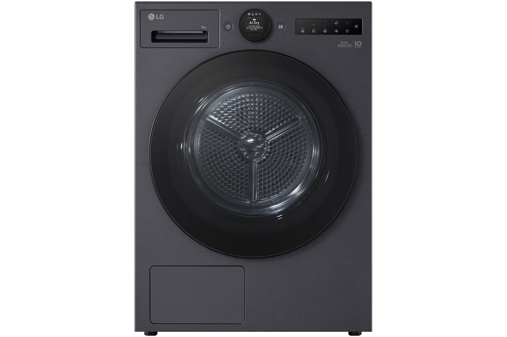 Front view of 9kg DUAL Inverter Heat Pump™ Dryer Series 7, Black RHX7009TBB
