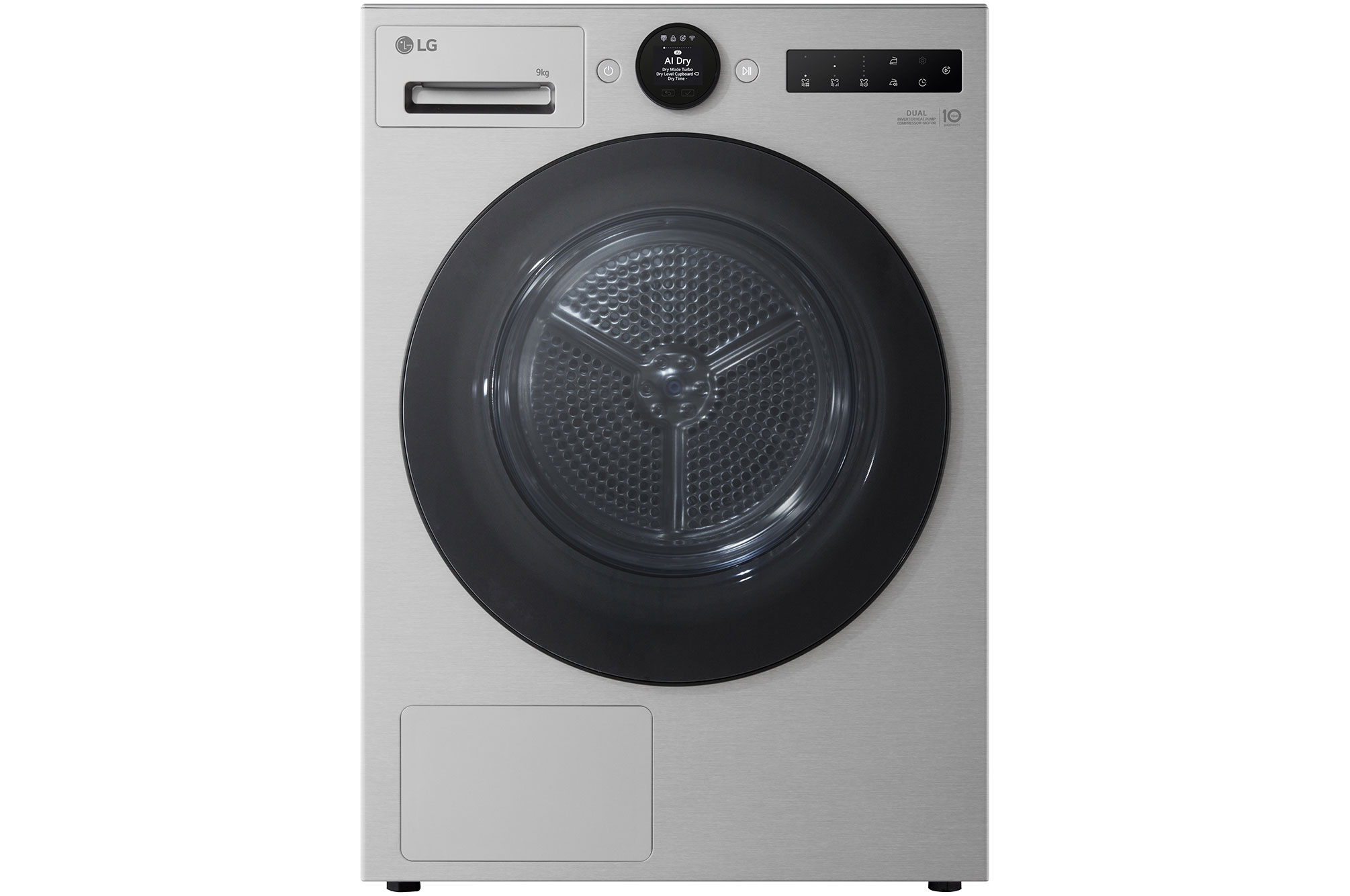 Front view of 9kg DUAL Inverter Heat Pump™ Dryer Series 7, Silver RHX7009TSB