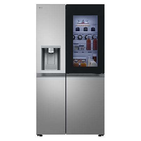 Front view of 628L InstaView™ Side-By-Side Refrigerator Prime Silver (GSXE81PYBD)