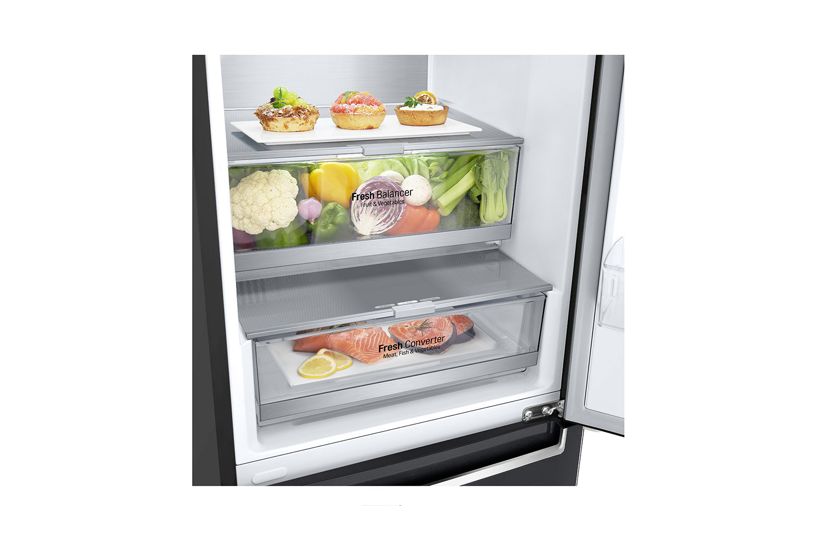 LG 384L Tall Fridge Freezer Total No Frost, Matte Black, GBB72MCVBN