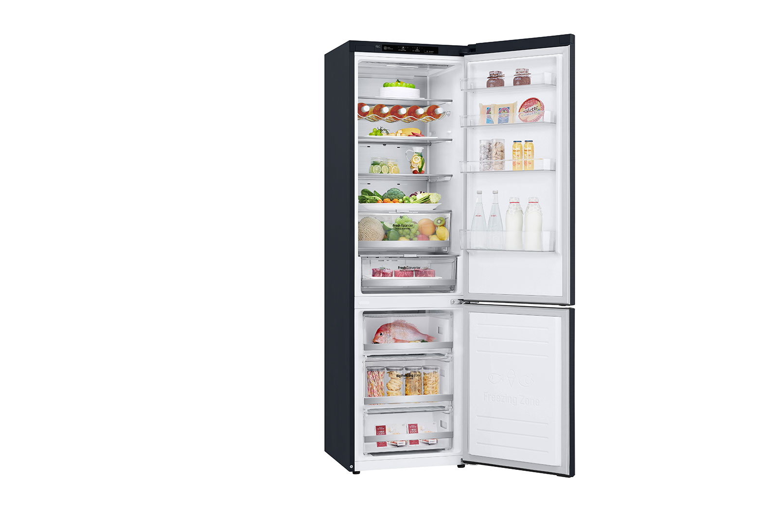 LG 384L Tall Fridge Freezer Total No Frost, Matte Black, GBB92MCBAP