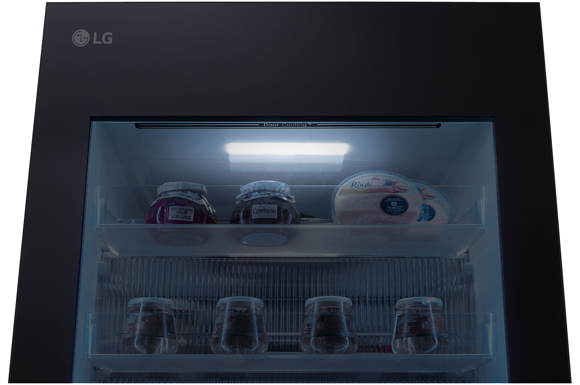LG 349L InstaView™ Fridge Freezer, Essence Black Steel, GBG5160CEV, Door Open