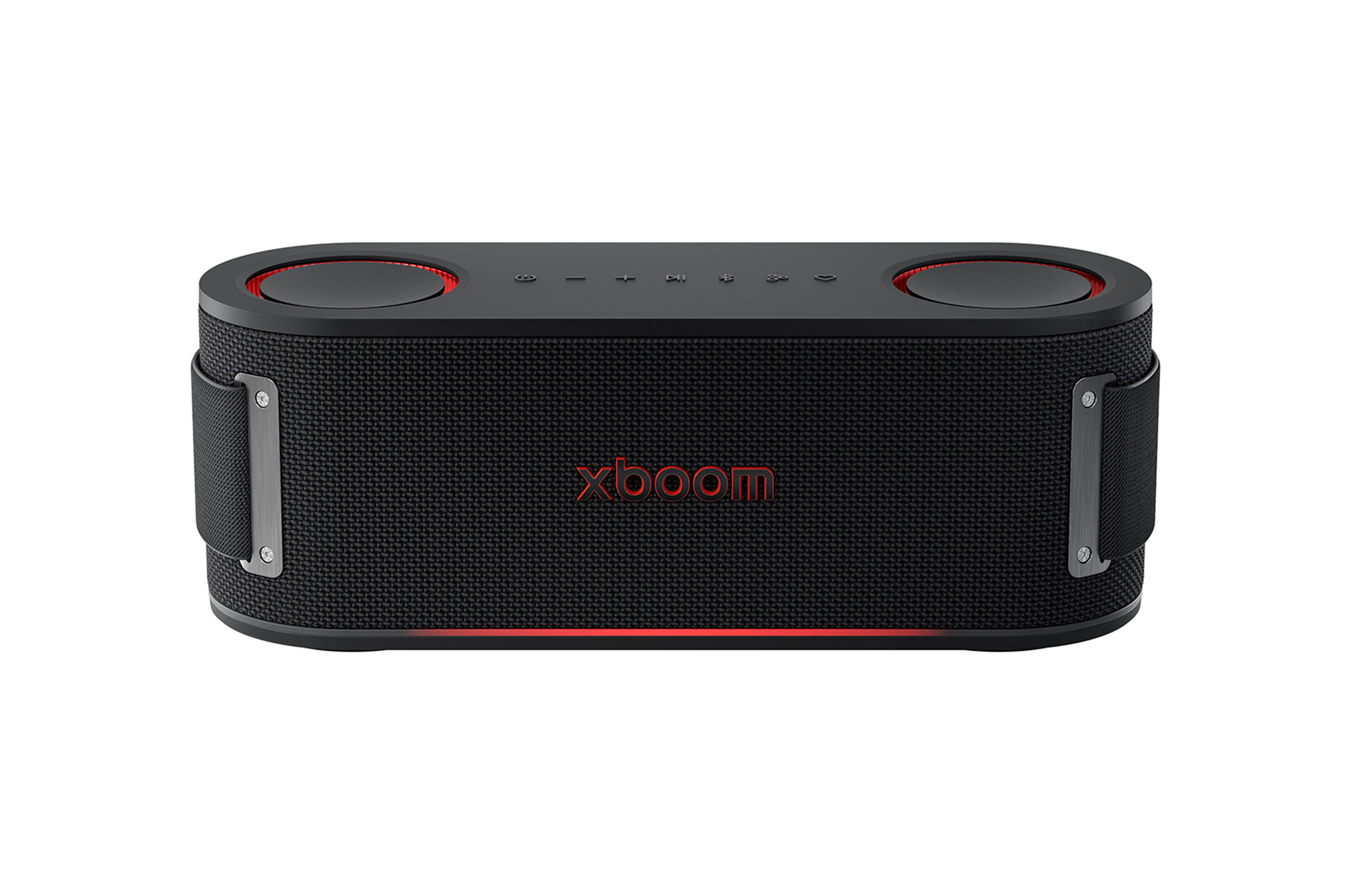 Front view of LG xboom Bounce by will.i.am | Bluetooth Speaker | xboom Signature Sound with Upward Passive Radiators BOUNCE
