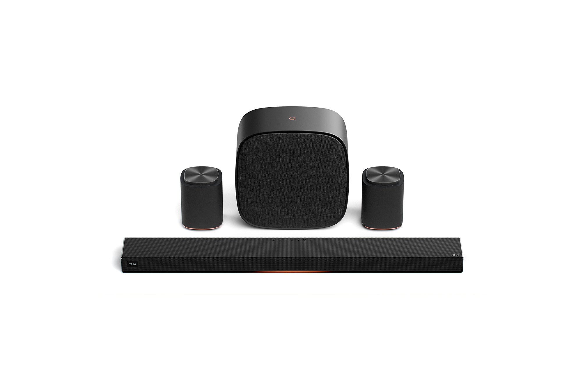 Front view of Sound Suite Immersive Suite 5 Pro (set) with 2 surround speakers & subwoofer (H7 + M5 2ea + W7) H7.M5M5W7001