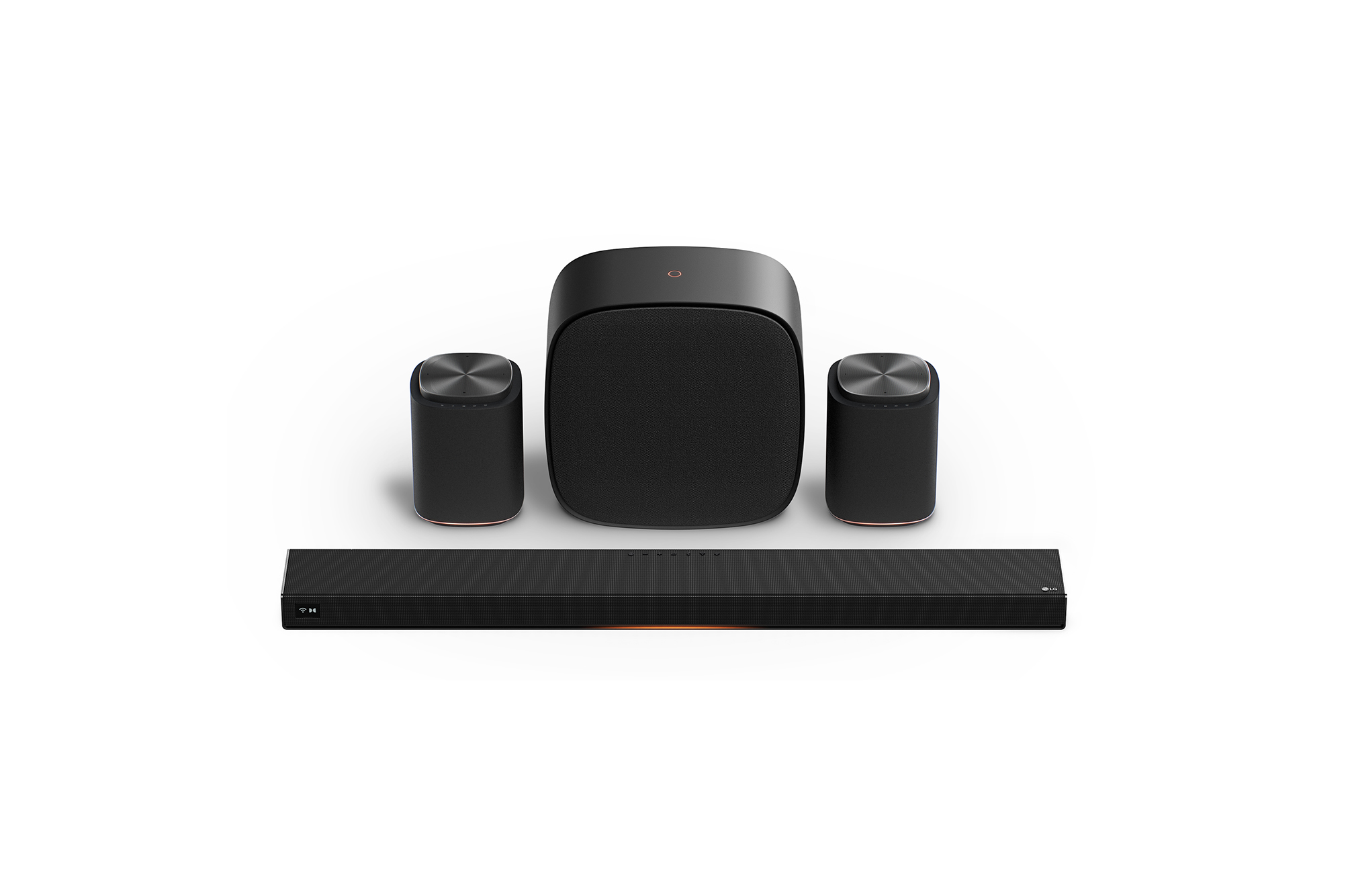 Front view of Sound Suite Immersive Suite 7 Pro (set) with 2 surround speakers & subwoofer (H7 + M7 2ea + W7) H7.M7M7W7001