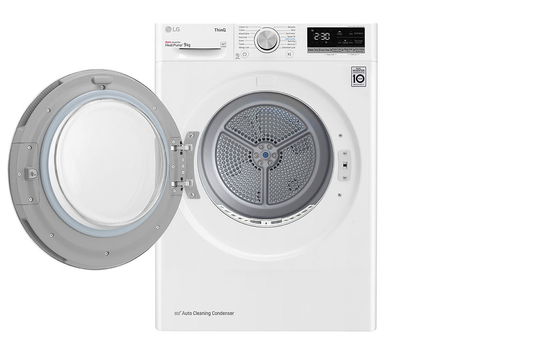 LG 9kg DUAL Inverter Heat Pump™ Dryer Series 4, White, FDV709W