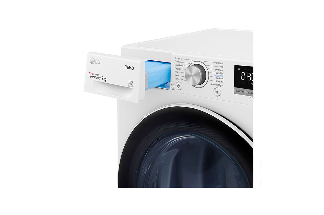 LG 9kg DUAL Inverter Heat Pump™ Dryer Series 4, White, FDV709W