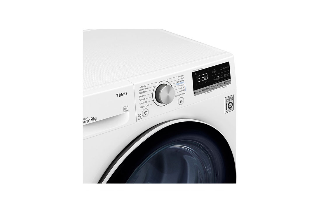 LG 9kg DUAL Inverter Heat Pump™ Dryer Series 4, White, FDV709W