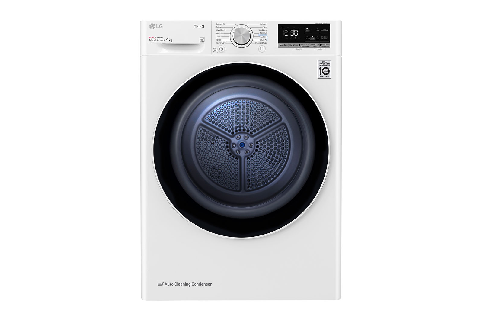 Front view of 9kg DUAL Inverter Heat Pump™ Dryer Series 4, White FDV709W