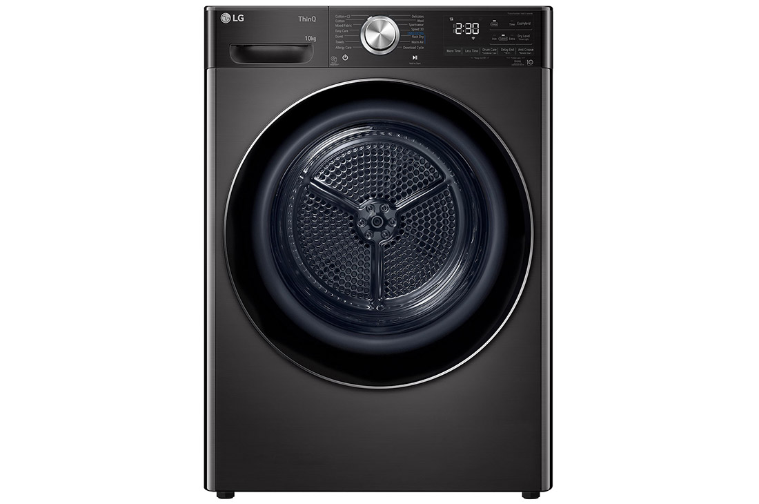 Front view of 10kg Dual Inverter Heat Pump™ Tumble Dryer Series 7, Black Steel FDV1110B