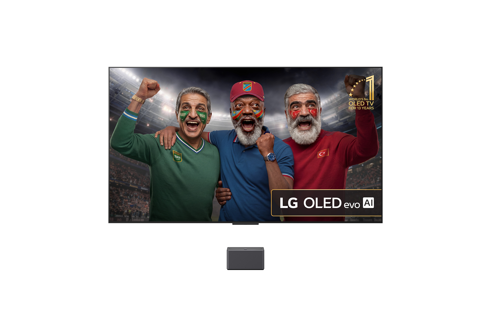Front view of True Wireless TV 77 inch LG OLED evo AI M5 with 4K 144Hz Video & Audio Transfer OLED77M59LA