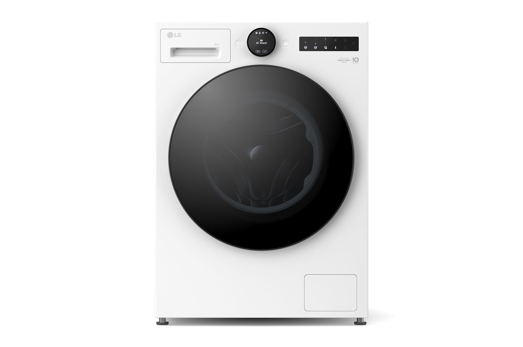 Front view of 9kg 1400 spin AI Direct Drive Washing Machine Series 7, White F4X7009TWB